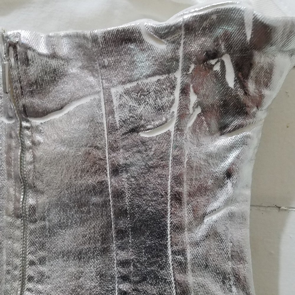 NWT Zara Silver Strapless Midi Dress - Picture 14 of 14